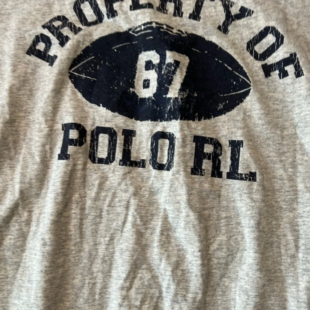 Ralph Lauren Boys Football Cotton Long Sleeve Tee Gray